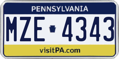PA license plate MZE4343