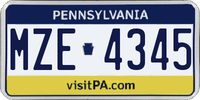 PA license plate MZE4345