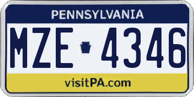 PA license plate MZE4346