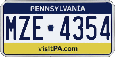 PA license plate MZE4354