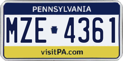 PA license plate MZE4361