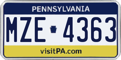 PA license plate MZE4363