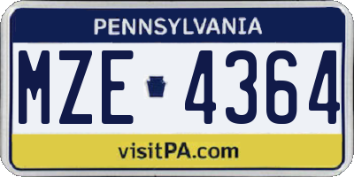 PA license plate MZE4364