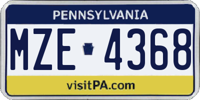 PA license plate MZE4368