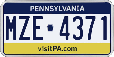 PA license plate MZE4371