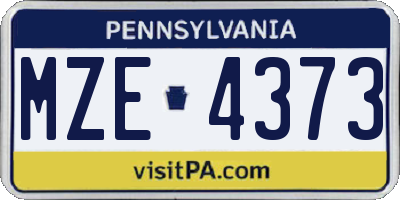 PA license plate MZE4373