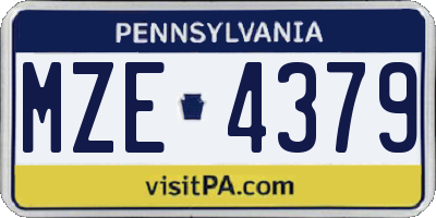 PA license plate MZE4379