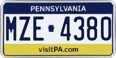 PA license plate MZE4380
