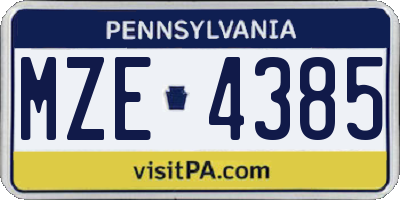 PA license plate MZE4385