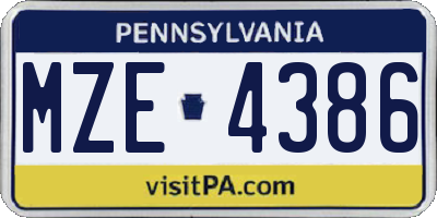 PA license plate MZE4386