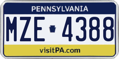 PA license plate MZE4388