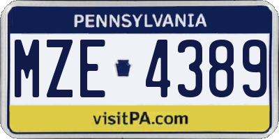 PA license plate MZE4389