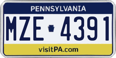 PA license plate MZE4391
