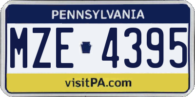 PA license plate MZE4395