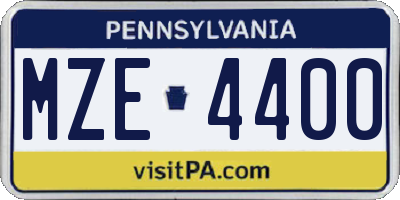 PA license plate MZE4400