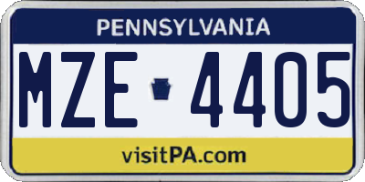 PA license plate MZE4405