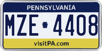 PA license plate MZE4408