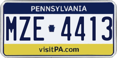 PA license plate MZE4413