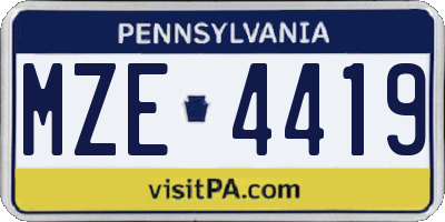 PA license plate MZE4419