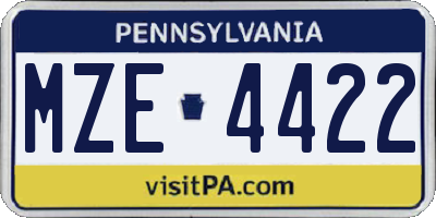 PA license plate MZE4422