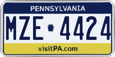 PA license plate MZE4424