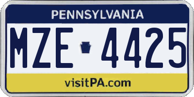 PA license plate MZE4425