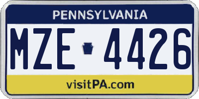 PA license plate MZE4426
