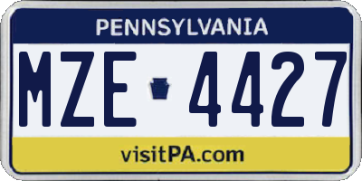 PA license plate MZE4427