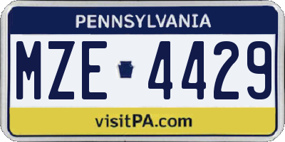 PA license plate MZE4429