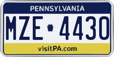 PA license plate MZE4430