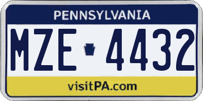PA license plate MZE4432