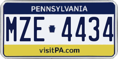 PA license plate MZE4434