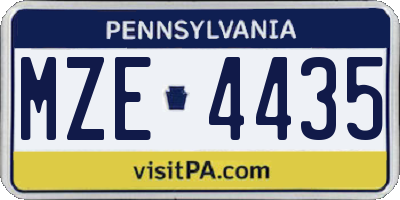 PA license plate MZE4435