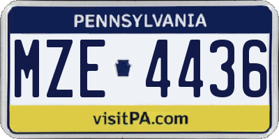 PA license plate MZE4436