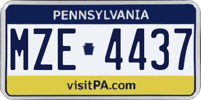 PA license plate MZE4437