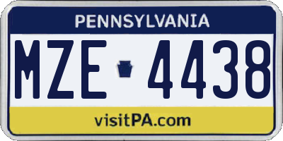 PA license plate MZE4438