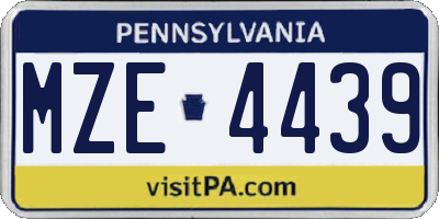 PA license plate MZE4439