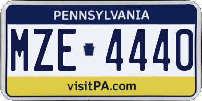 PA license plate MZE4440