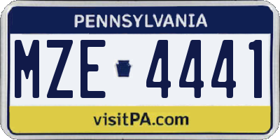 PA license plate MZE4441