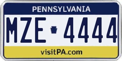 PA license plate MZE4444