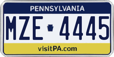 PA license plate MZE4445