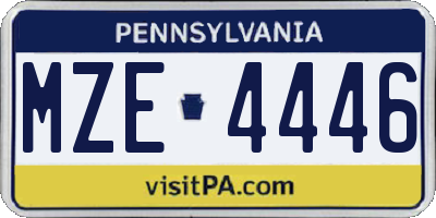 PA license plate MZE4446