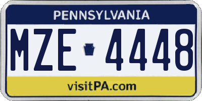 PA license plate MZE4448