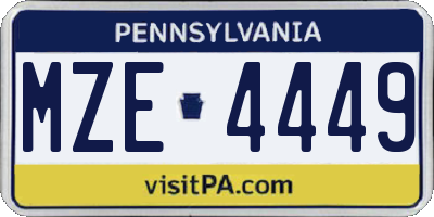 PA license plate MZE4449