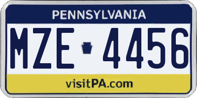 PA license plate MZE4456