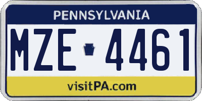 PA license plate MZE4461