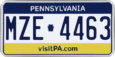 PA license plate MZE4463