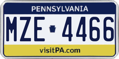 PA license plate MZE4466