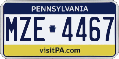 PA license plate MZE4467