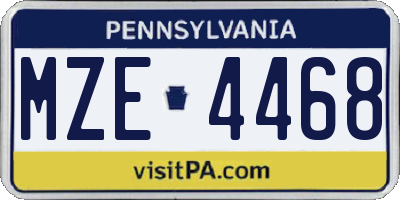 PA license plate MZE4468